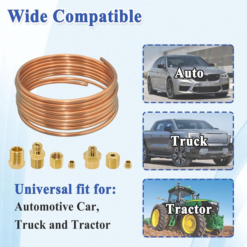 Ebrmeiwo 72'' Oil Pressure Gauge Tubing Kit, Set of Copper Tube and Threaded Parts, Universal Fit - Image 5